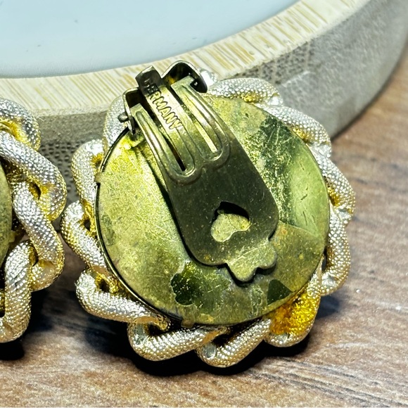 Vintage clip-on earrings signed: Germany. Some glue showing on back. See photos. - Picture 7 of 7